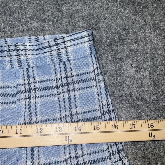 Free People  Skirt Womens Size  6 Ocean Blue Plaid Mini Honey Pleated - Picture 4 of 11